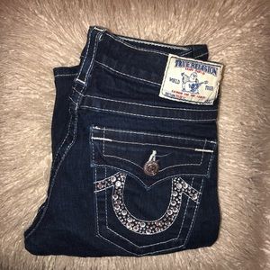 True Religion Rhinestone Pocket Detail Jeans